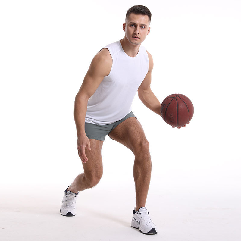 Verano Fitness músculo deportes chaleco hombres transpirable absorción de humedad suelta entrenamiento ropa de baloncesto sin mangas Chaleco de secado rápido manga corta