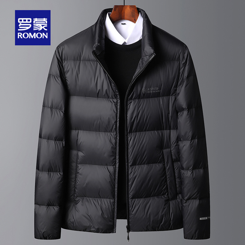 Romon Men's down Jacket Winter Stand Collar Fleece-Lined Thickened 2026 New Style Puffer Jacket Fashionable Versatile Winter Coat