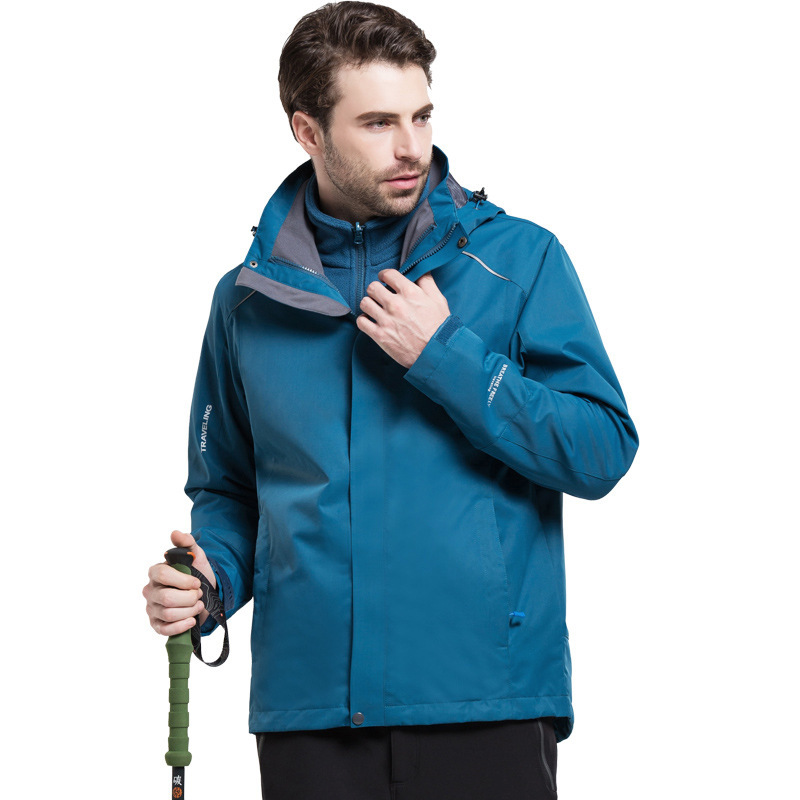 Hombres y mujeres al aire libre trajes de asalto 3 - en - 1 relleno de terciopelo trajes de montaña a prueba de viento impermeable grupo de compra