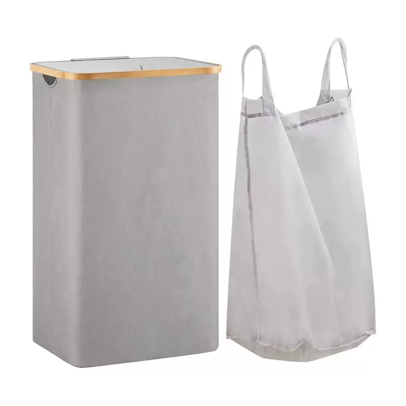 源头工厂竹制布艺大容量脏衣篮简约家居带盖脏衣篓可折叠收纳篮