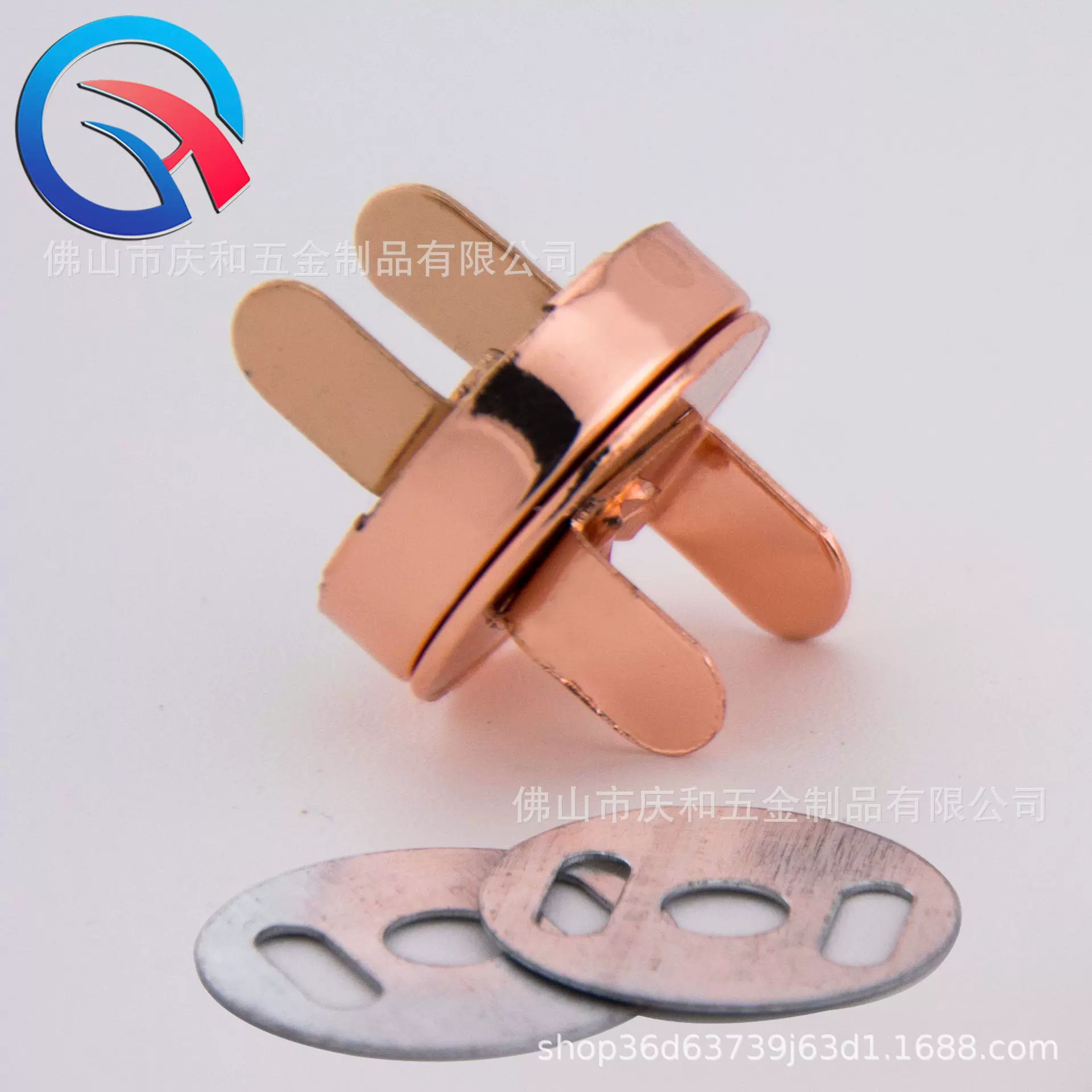 箱包锁扣五金18MM加厚铜玫瑰金磁钮皮具服饰配件金属圆形强磁扣