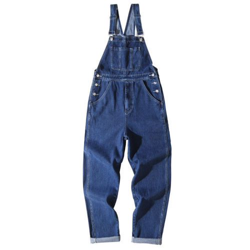 High-waisted Cropped Denim Pants for Women: Fashionable, Buttoned, Elegant Harajuku-Style Trendy Denim Overalls