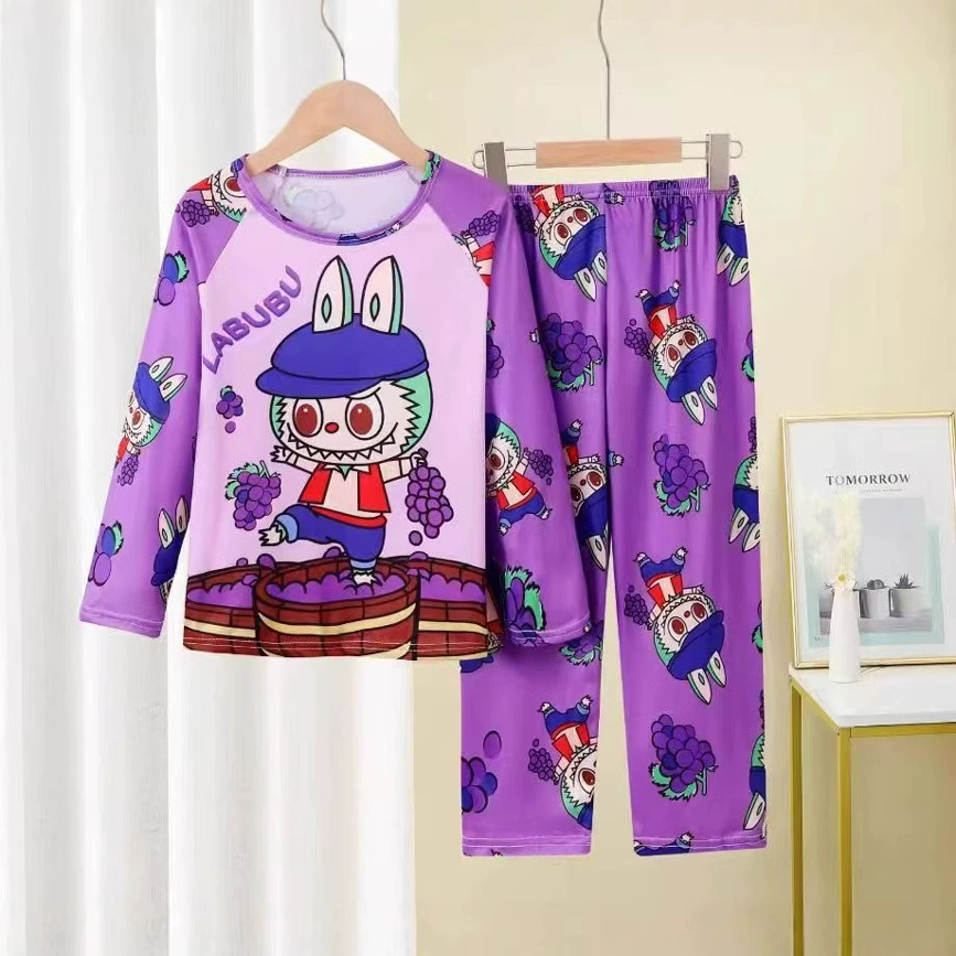 Детский пижамный комплект, теплые брюки с длинными рукавами, одежда для мальчиков и девочек, домашняя одежда с 3D-мультфильмами для учащихся начальной школы для детей всех размеров.