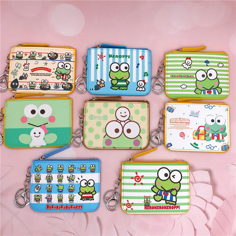 Cartoon Frog Badge Cover Work Permit Card Cover Badge With Key Ring Keroppi Change Card Holder Wallet display picture 2