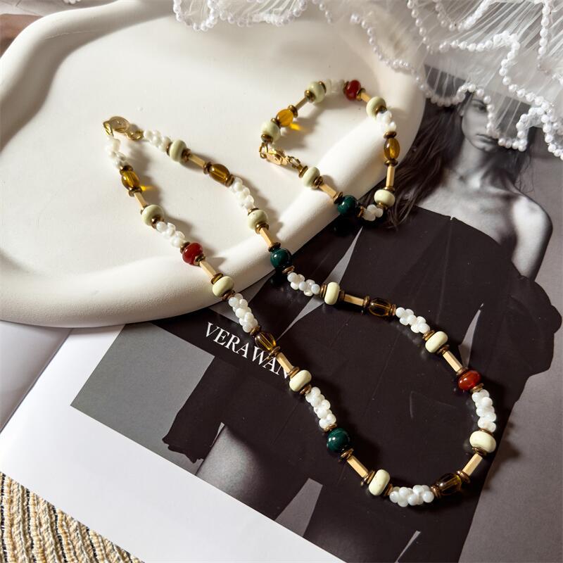Roman Holiday Vintage Fashionable Elegant Island Ethnic Style Natural Stone Shell Original Design Beaded Necklace