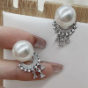 Elegant retro advanced earrings from pearl with tassels, french style, light luxury style, high-quality style, bright catchy style, internet celebrity, wholesale