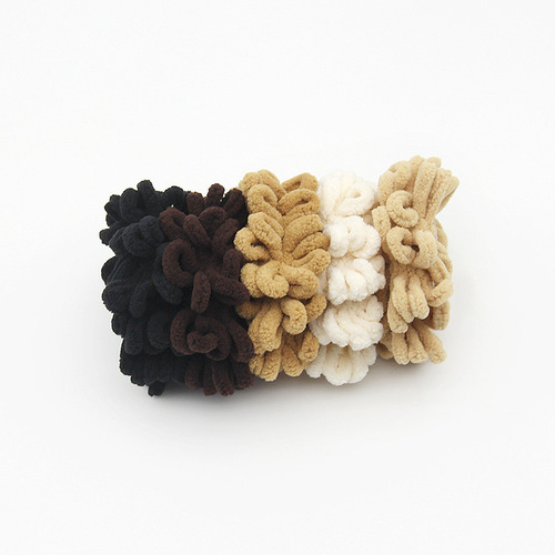 New plush high-elastic towel ring milk tea wide-brimmed hair tie colorful hair tie ball scalp tendon headband