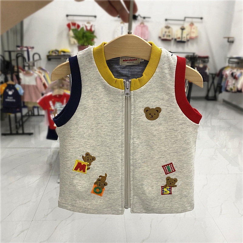 Chaleco de los niños de primavera y otoño nuevo japonés oso superior niños y niñas cremallera chaleco desgaste exterior 2617