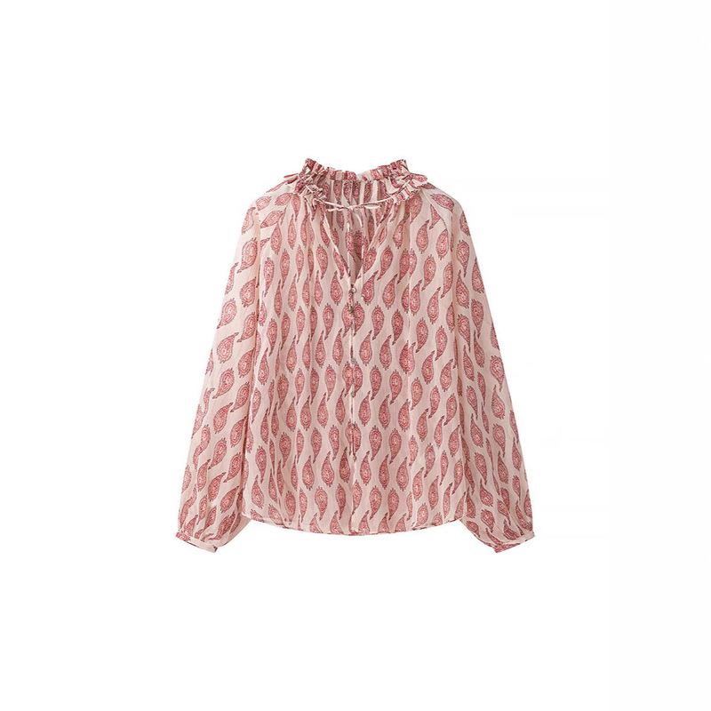 South Korea Vit Girl's Autumn All-match Loose Lazy Style Pullover Round Neck Printed Long-sleeved Shirt Top for Women