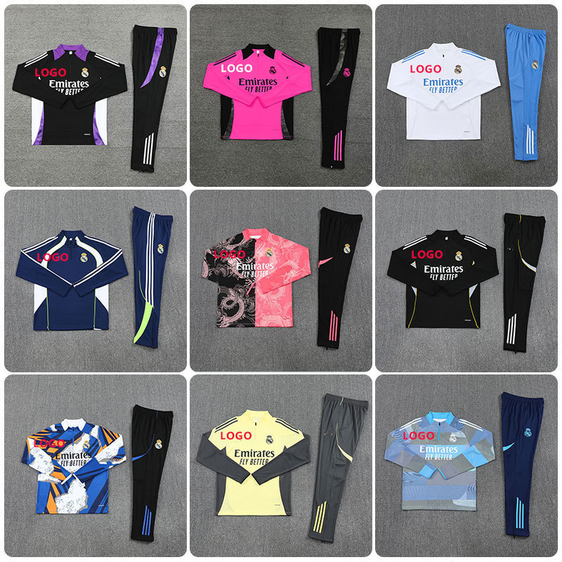 Football Training Clothes Real Madrid Half-Zip Long-Sleeved Jersey Autumn and Winter Sweatshirt Wholesale Real Madrid Jersey