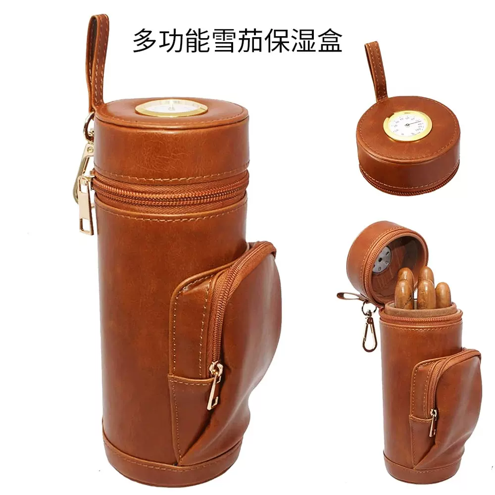 新款雪茄保湿盒雪松木保湿盒大容量牛皮多功能雪茄盒跨境厂家批发