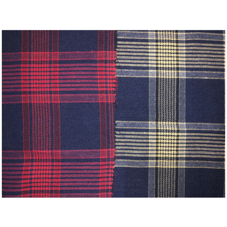 圣诞情趣21支斜纹提花面料棉斜纹磨毛色织格子布梭织布提花布涤棉