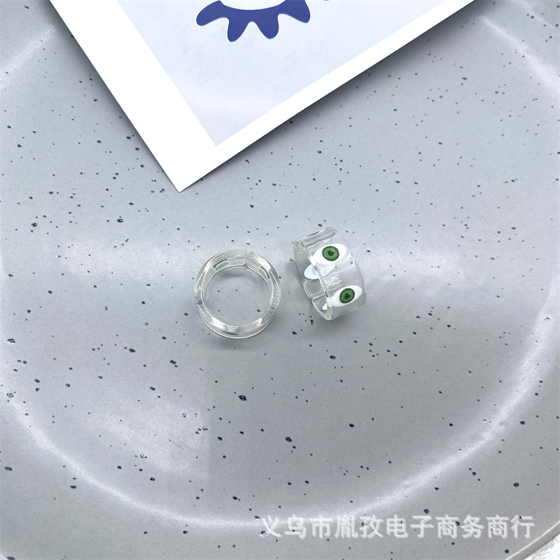 Comercio exterior transfronterizo europeo y americano ins estilo creativo resina acrílica color Anillo del Ojo del Diablo ojos azules