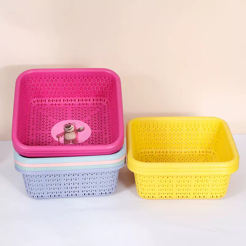 厂家货源方形沥水筐果蔬清洗蓝桌面整理收纳篮活动礼品赠送