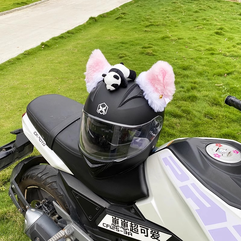 Cute Plush Cat Ear Helmet Decoration Motorcycle Electric Car Helmet Accessories