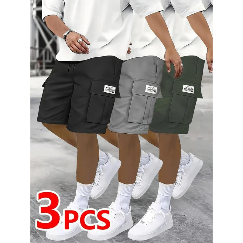Z 34048 Men's Loose Cargo Capris Men's Loose-Fitting Workwear Capris Cross-Border