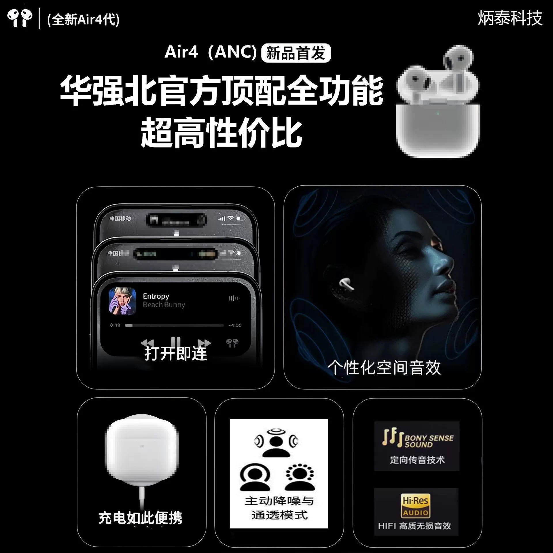 Apple, совместимые сверхдлинные наушники, Android, pro2, bluetooth