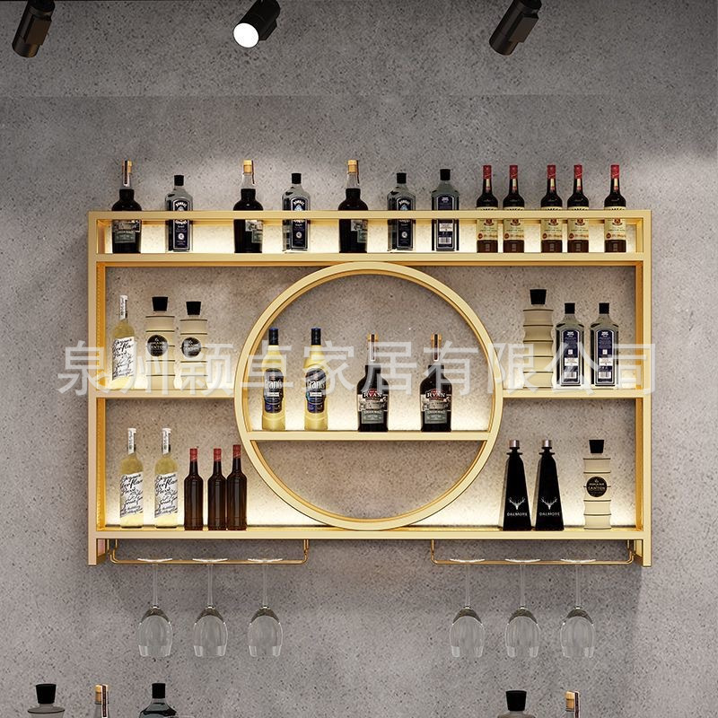 跨境壁挂式酒架酒吧置物架铁艺吧台挂墙酒柜酒架红酒架墙上展示架