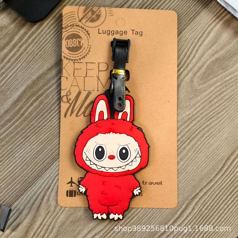 Labubu搞怪恶魔行李牌可爱卡通拉布布登机牌书包旅游托运吊牌周边|undefined
