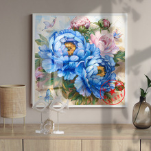 印花十字绣新款蓝色妖姬客厅卧室满绣简单手工刺绣现代简约小幅绣