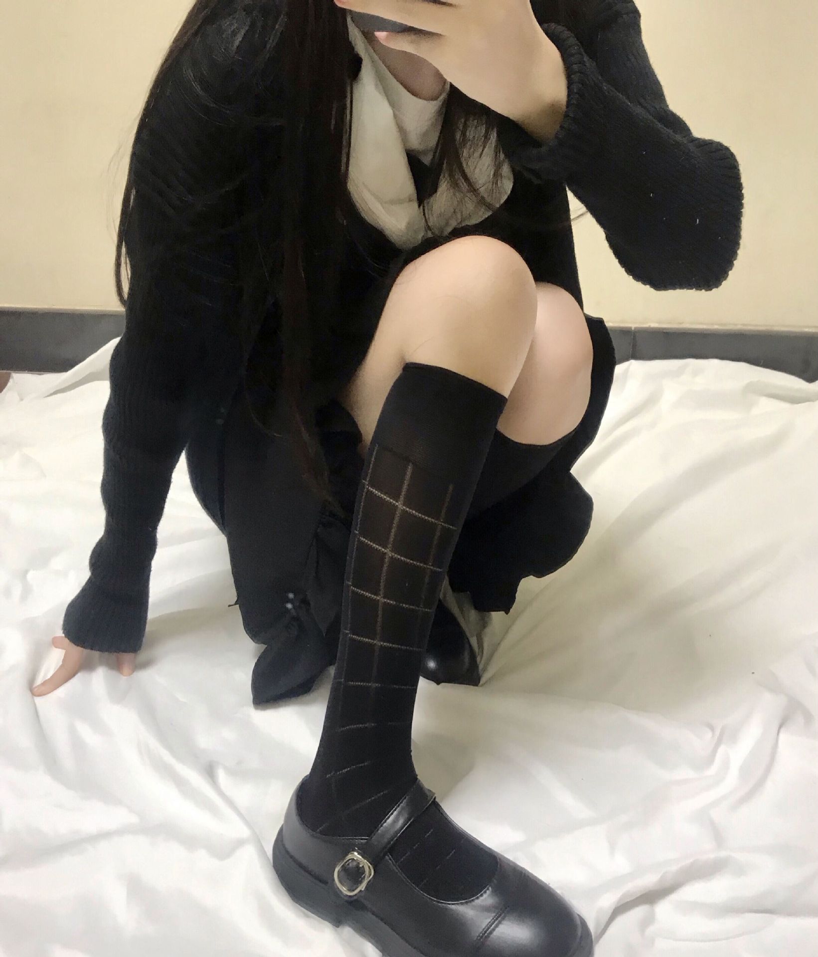 春夏新品暗纹格子小腿袜网红同款格纹及膝中筒袜日系JK学院风女袜