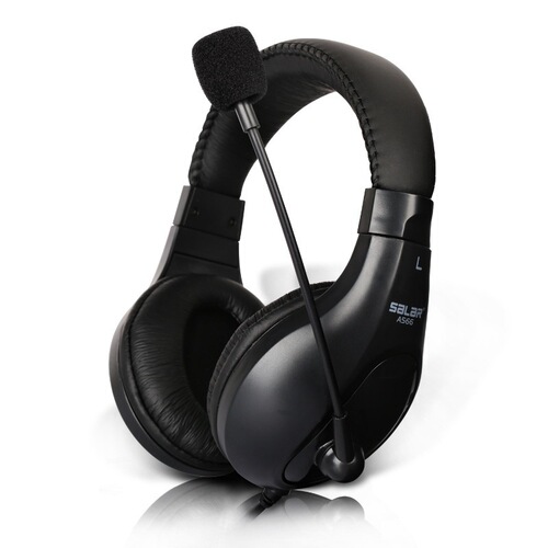 Salar/Orinoco A566 Over-Ear Computer Headphones with Dual Ports, Notebooks, English Speaking and Listening Headphones with Microphone