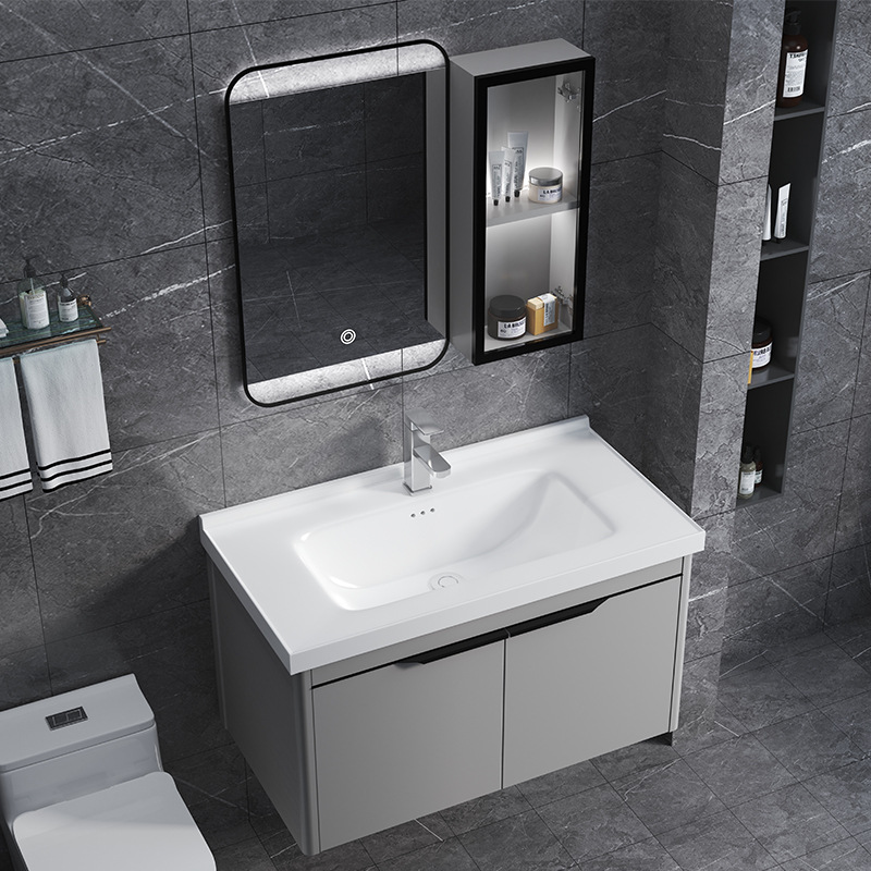 Moderno minimalista espacio de baño de aluminio gabinete combinación traje de baño de aleación de aluminio lavabo lado gabinete inteligente