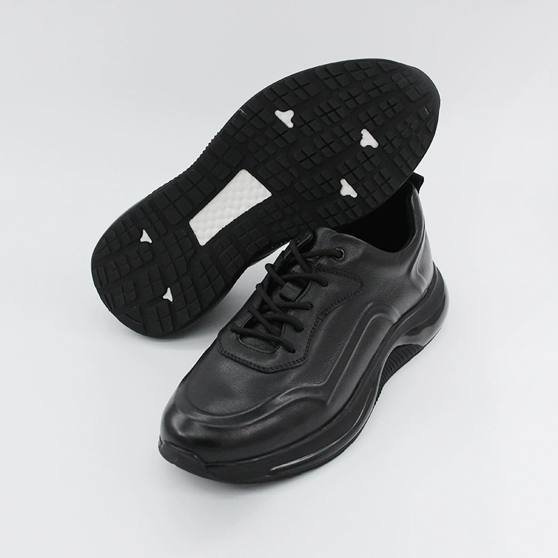 Новые мужские кроссовки весна-лето, из натуральной кожи, черные, на толстой подошве, в стиле «dad shoes», универсальные повседневные низкие кеды для бега и ходьбы.