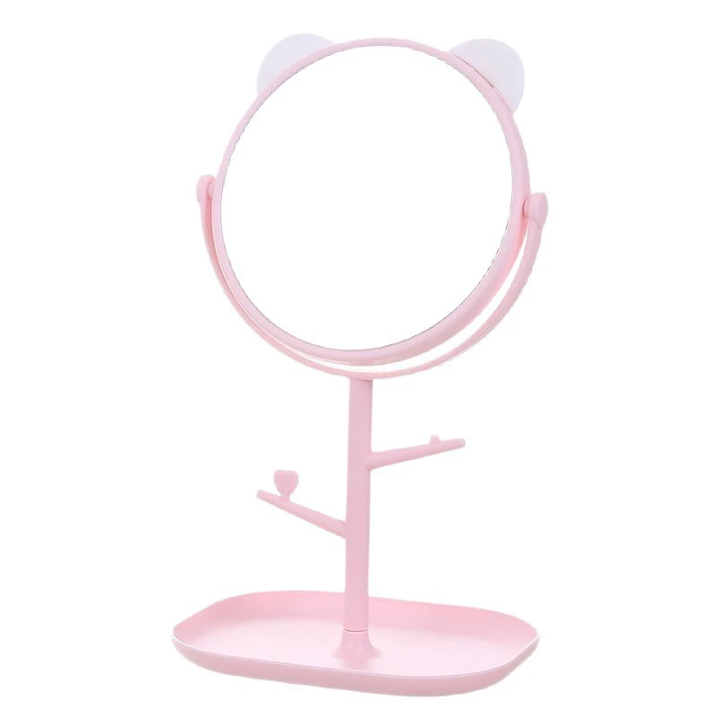 Cat Ear Table Makeup Mirror, Rotatable HD Desktop Dressing Mirror, Princess Dorm Mirror