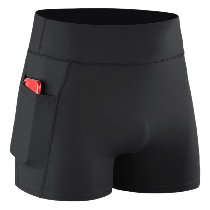 Alta cintura fitness shorts hombres deportes medias bolsillo transpirable alta compresión elástica polainas correr fitness tres pantalones image 1