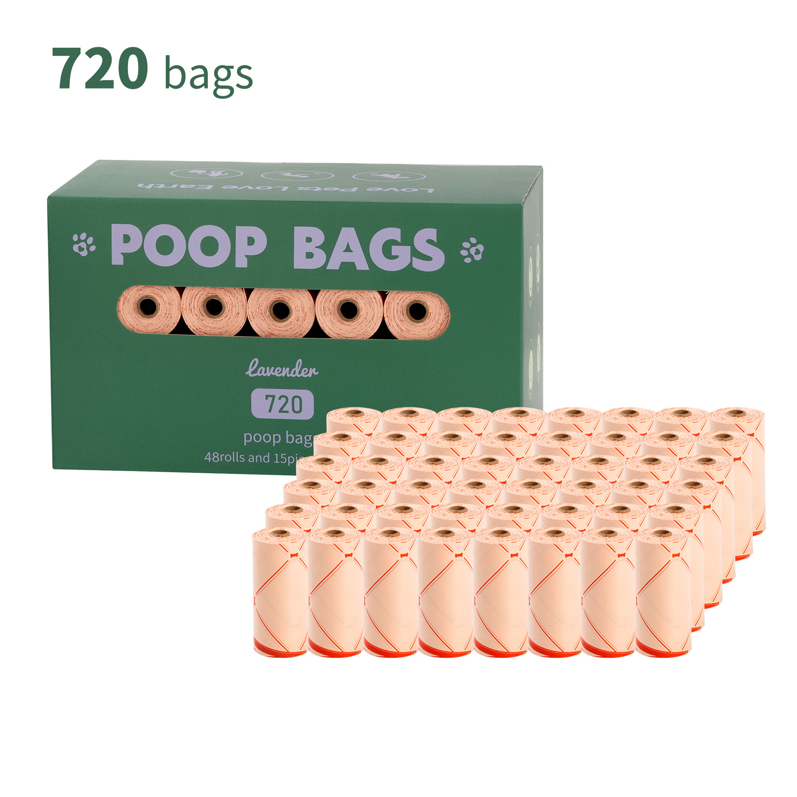 Nuevo medio ambiente biodegradable bolsa de basura de mascotas bolsa de basura distribuidor de bolsa de heces OPP caja de cabeza de fijación empaquetada bolsa de heces