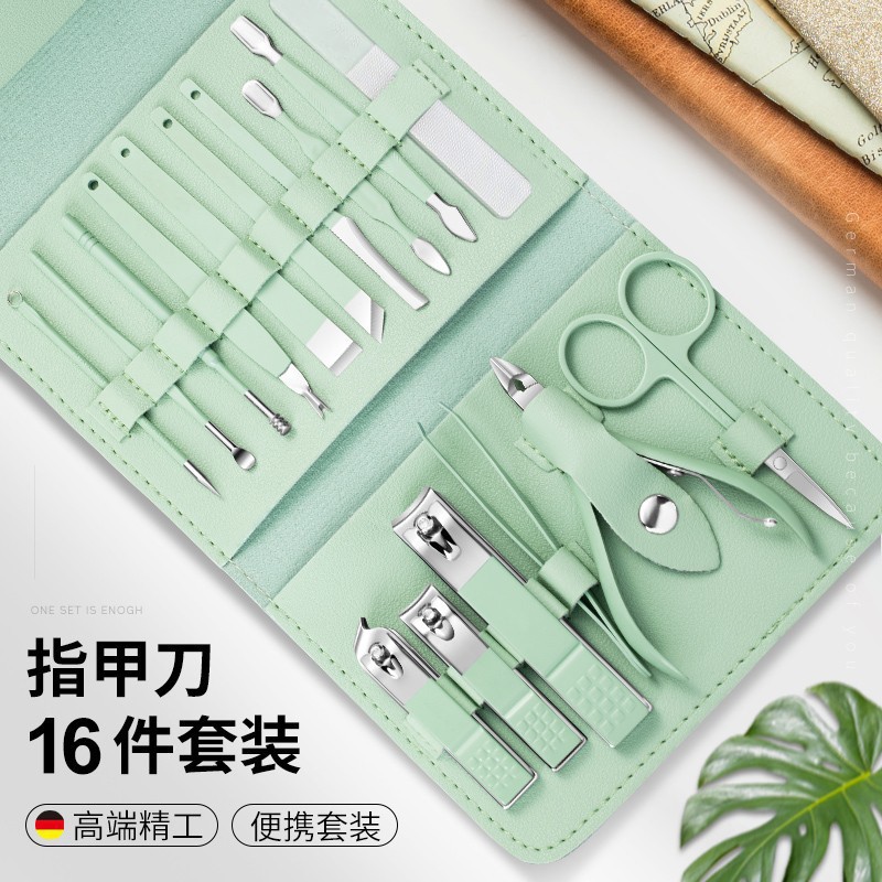 Kit de herramientas Pedicer 16 acero inoxidable Nail Cutter Kit Nail Cutter cucharas de orejas tijeras de piel muerta tijeras de uñas inclinadas