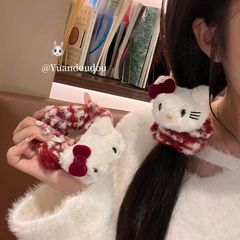 かわいいKitty猫大腸髪輪秋冬パイル赤い髪ひも韓国版少女低馬尾団子髪ひも