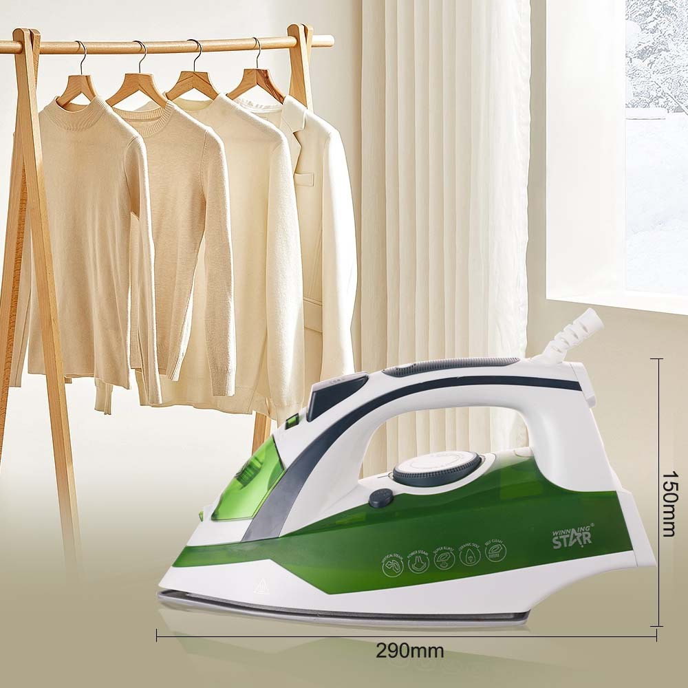 WINNINGSTAR Plancha a vapor en seco transfronterizo Pulverización/explosión de vapor vertical autolimpiante placa inferior de cerámica plancha eléctrica