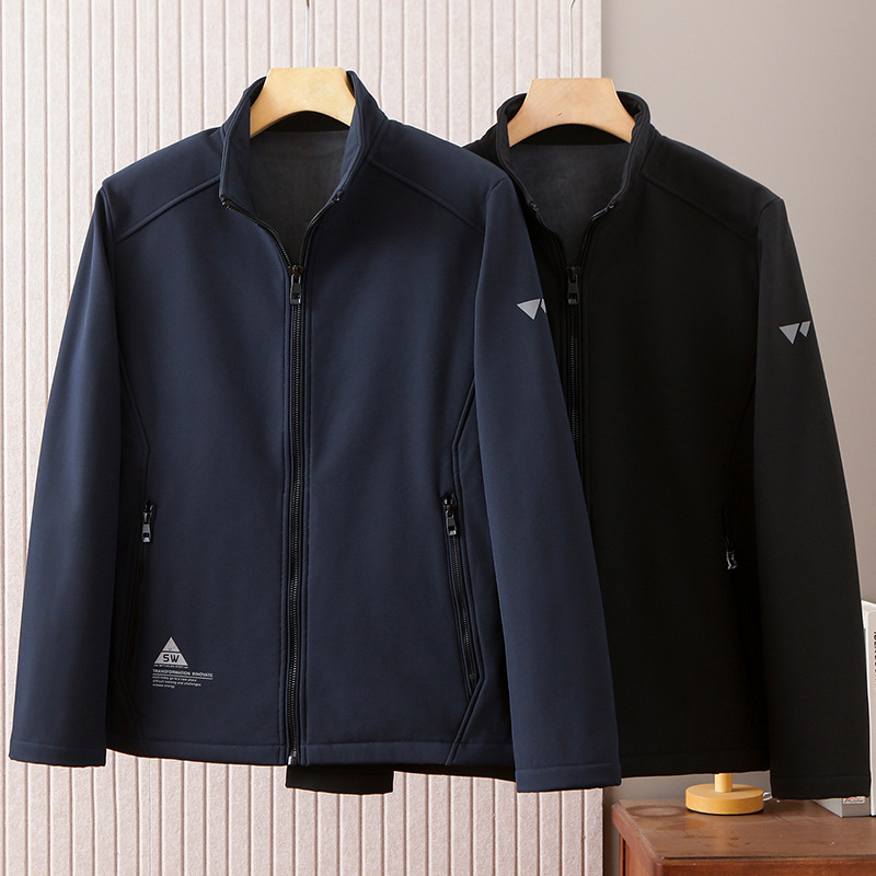 New Style Men's Fleece-Lined Jacket for Middle-Aged Men, Autumn and Winter Thick Outdoor Warm Men's Top Coat 1225