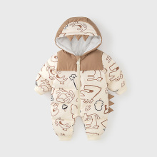 婴幼儿衣服冬装棉服新生儿夹棉加绒a类连体衣男宝宝可爱保暖棉衣