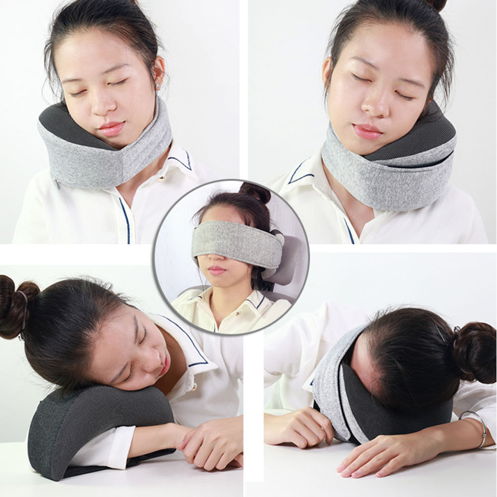 Nueva bufanda transfronteriza en forma de U almohada máscara de ojo espacio memoria espuma cuello almohada almacenamiento ajuste lento rebote memoria almohada de espuma