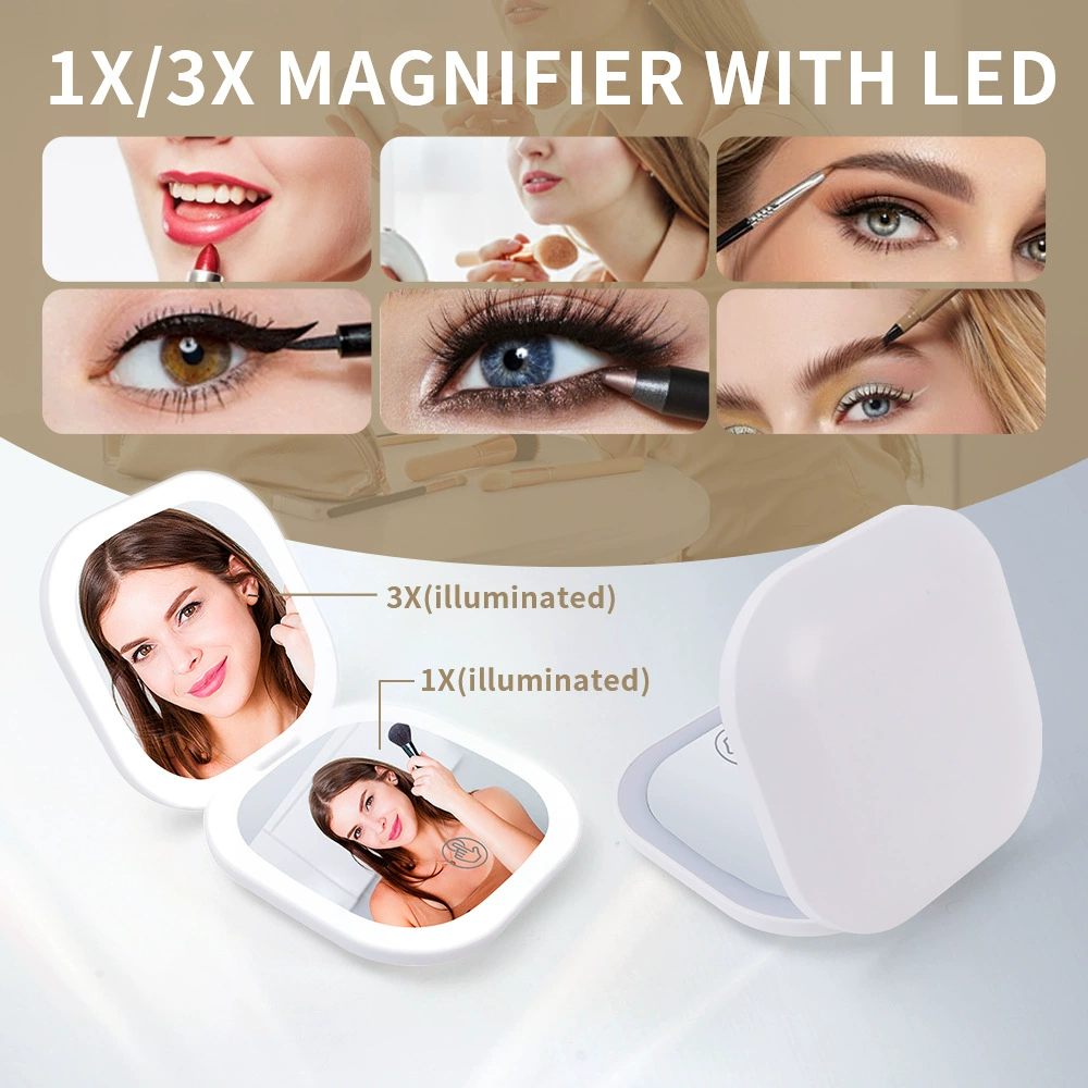 Double-sided magnifying glass with light, mirror, 5 times increase