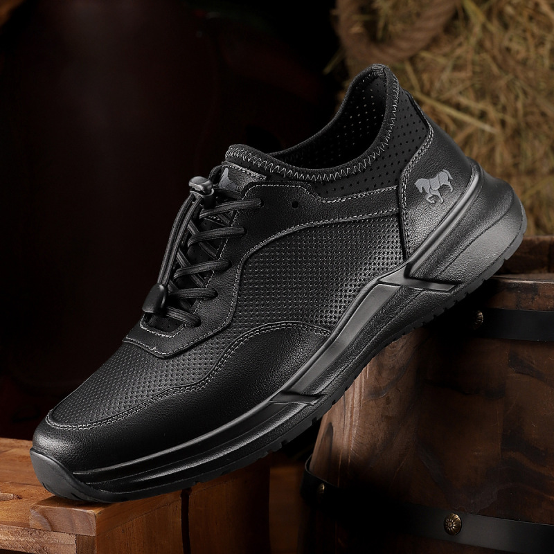 Genuine Leather Mesh Shoes for Middle-Aged and Elderly Dads, Summer Breathable Non-Slip Sports Lace-Free Soft-Soled Casual Work Leather Shoes Genuine Leather Mesh Shoes for Middle-Aged and Elderly Dads, Summer Breathable Non-Slip Sports Lace-Free Soft-Soled Casual Work Leather Shoes