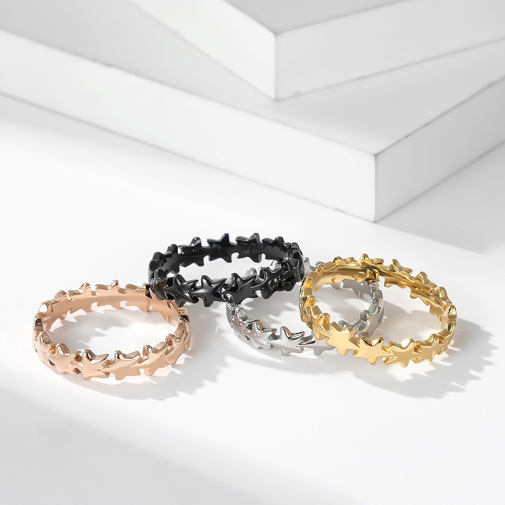 Unisex Gender Polishing Design Fashion Star Titanium Steel Polishing Rings 1 Piece
