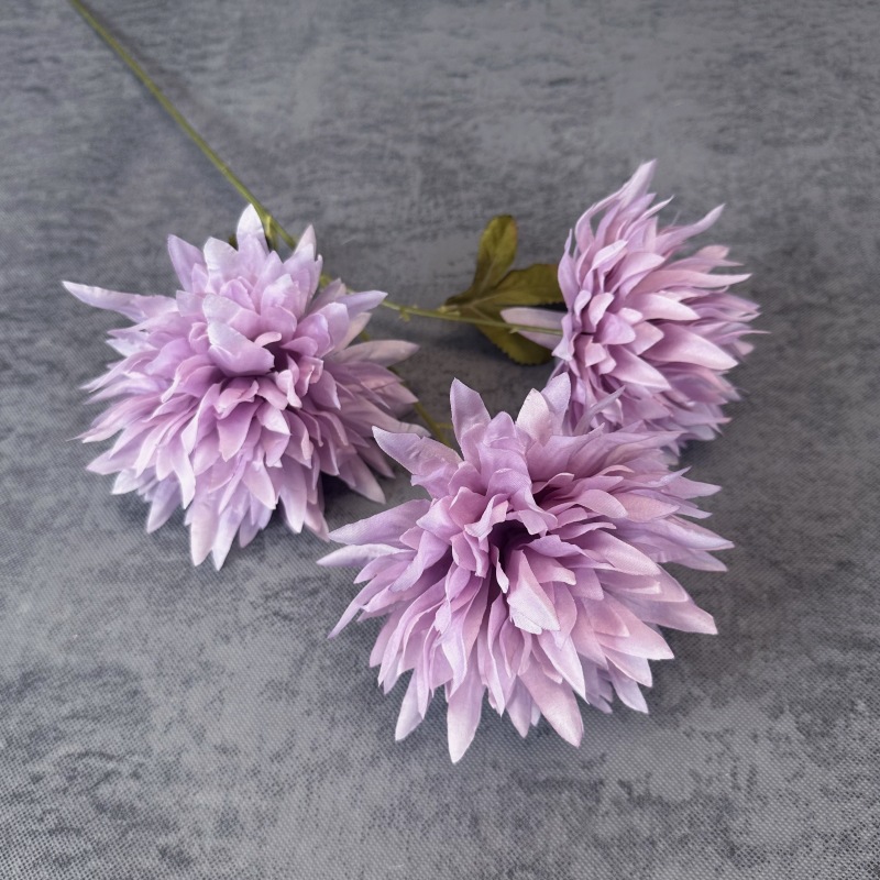 Flores artificiales, crisantemos de 3 cabezas, flores de seda, arreglo floral de crisantemo, accesorios de fotografía, flores falsas, ramo de flores para fotografía, decoración del hogar