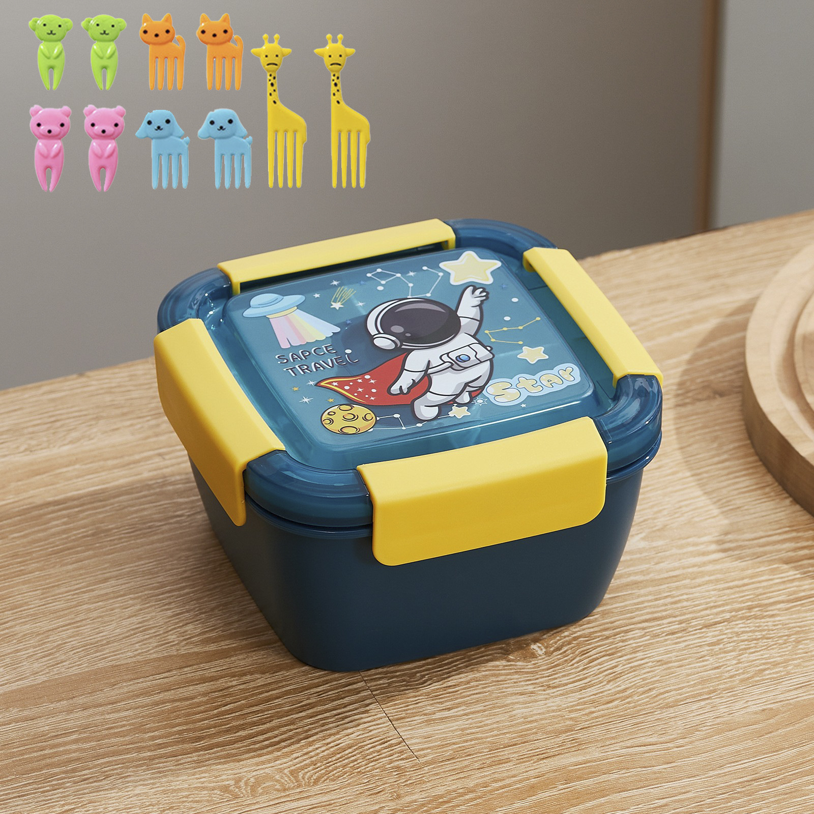 Caja de almuerzo de microondas caja de almuerzo compartimento de gran capacidad estudiante caja de almuerzo protección del medio ambiente hebilla de cuatro lados refrigerador PP crisper