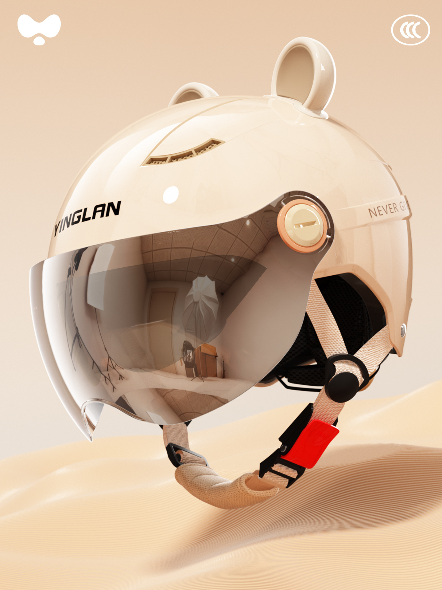 Motosiklet kaskı (dəbilqə), Universal 3C Certified - 3c-mocha-apricot-electroplated-inner-and-outer-double-visor-a-class-new-national-standard