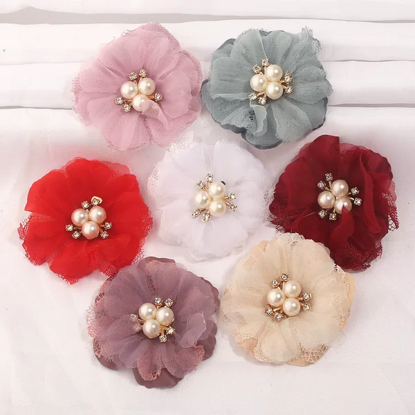 Manufacturer's in-stock fabric-shaped flowers for DIY handmade camellia accessories, shoe flowers, hair accessories, hairpin accessories, and floral components