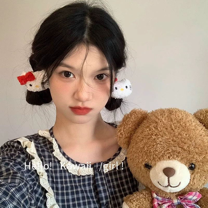 Китти Hello Kitty, карикатурная милая резинка для волос, плюшевые куклы, аксессуар для волос, простой и элегантный дизайн
