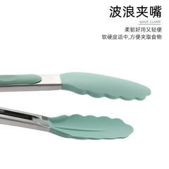 Direct supply cross-border kitchen food tongs with stainless steel and silicone, heat resistant 9-inch barbecue food tongs