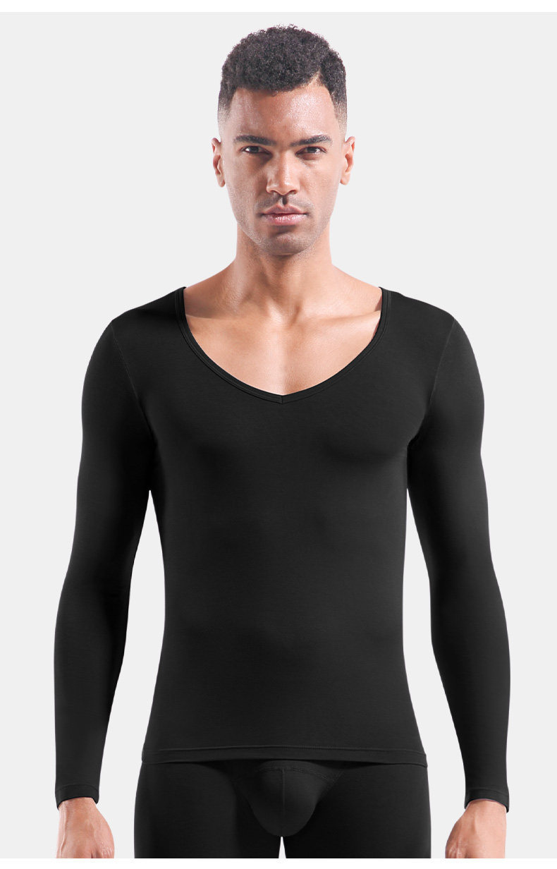 Herren Thermounterhemd V-ausschnitt Aus Baumwolle Unterhemd_voghion.com