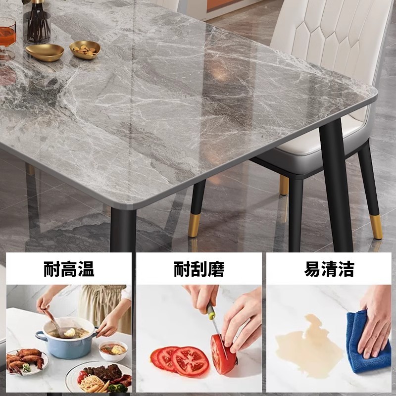 八の字の足の岩板の食卓は軽くて豪華です。|undefined