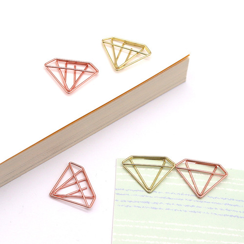 Creative Metal Gold Diamond Paper Clip Wholesale Student Stationery 4D Clip Hand Account Clip Cartoon Paper Clip