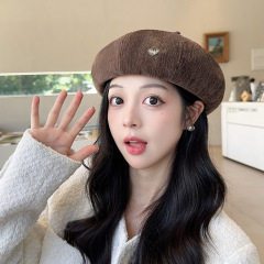 韩版复古文艺爱心贝雷帽子女秋冬季新款时尚画家帽显脸小南瓜帽女